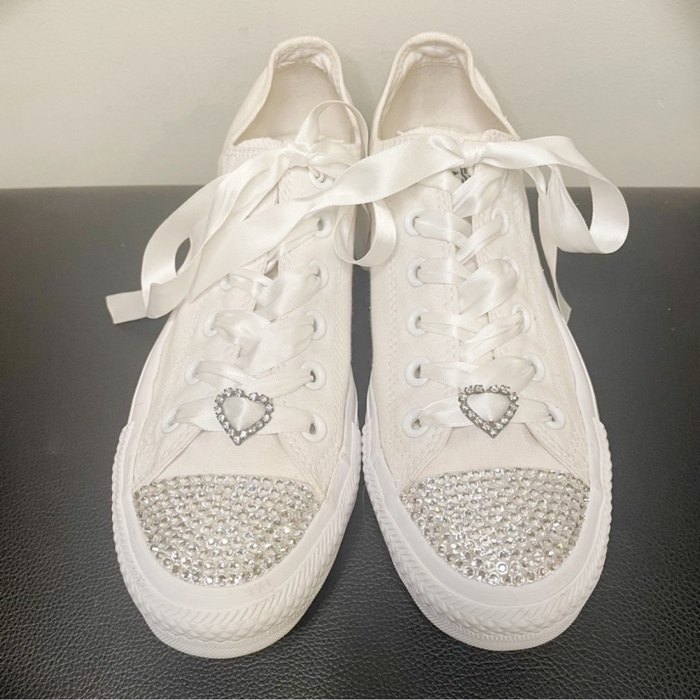Converse white bling wedding sneakers size 8